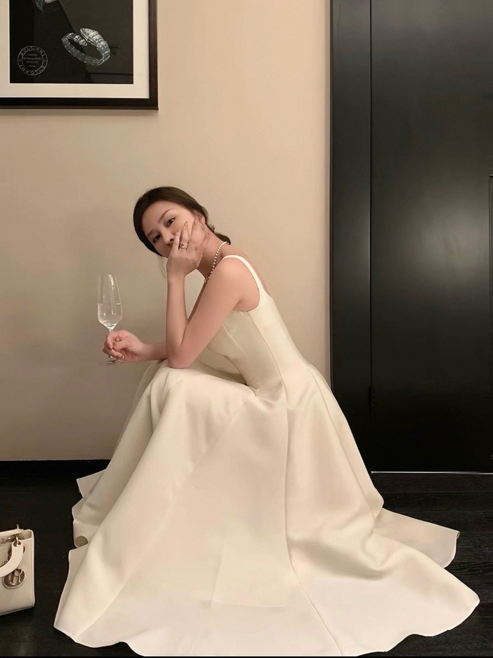 Middletone Ivory Satin A-Line Dress
